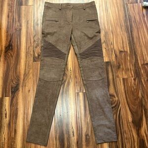 New- Absolu Paris Women's Faux Leather Stretchy Pants / Leggings- zipper front